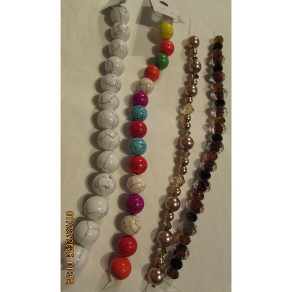 Beads jewelry making craft multi-colored veined beads new - Picture 1 of 7